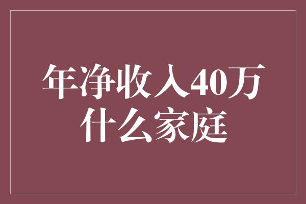 年净收入40万什么家庭