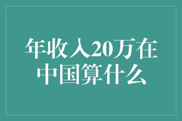 年收入20万在中国算什么