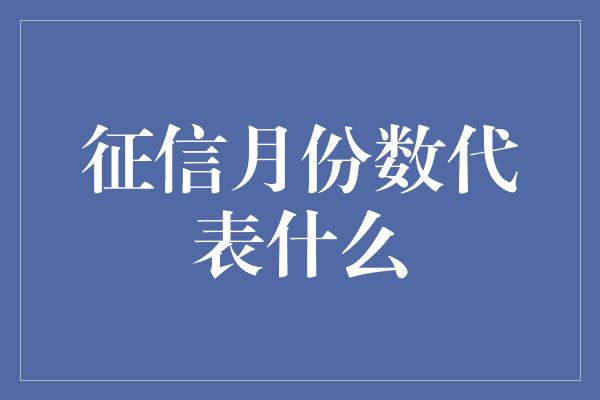 征信月份数代表什么