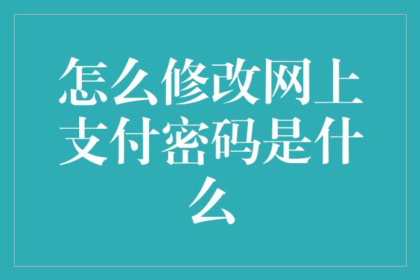 怎么修改网上支付密码是什么