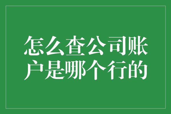 怎么查公司账户是哪个行的