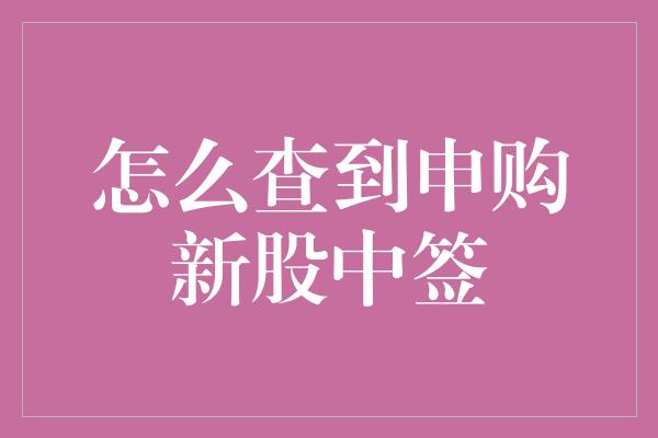 怎么查到申购新股中签