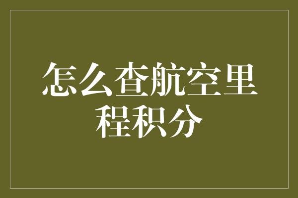 怎么查航空里程积分