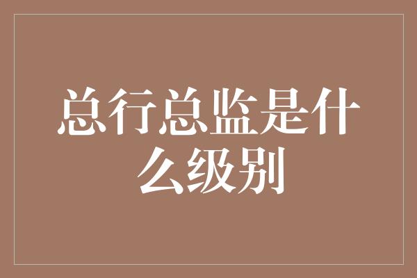 总行总监是什么级别