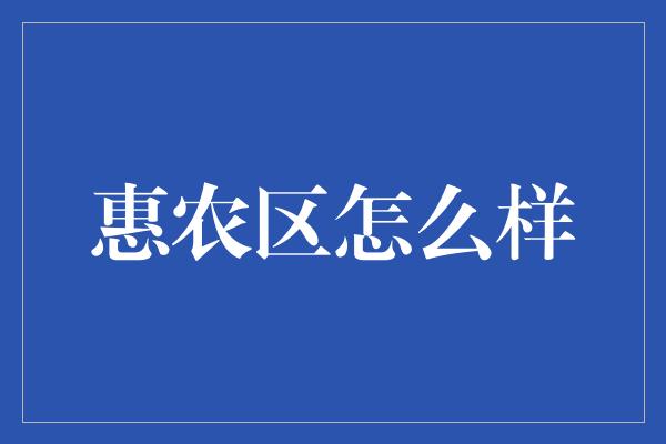 惠农区怎么样