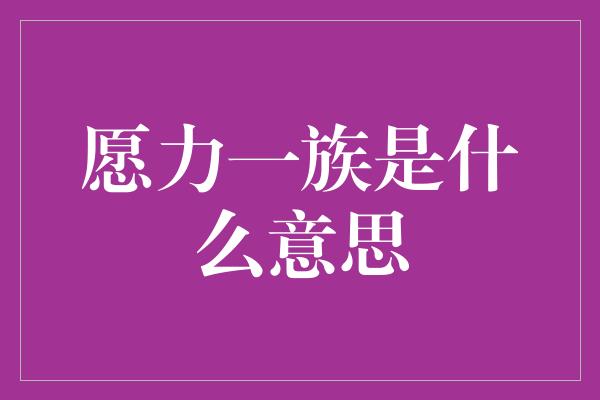 愿力一族是什么意思