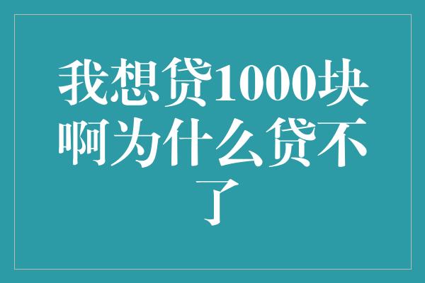 我想贷1000块啊为什么贷不了