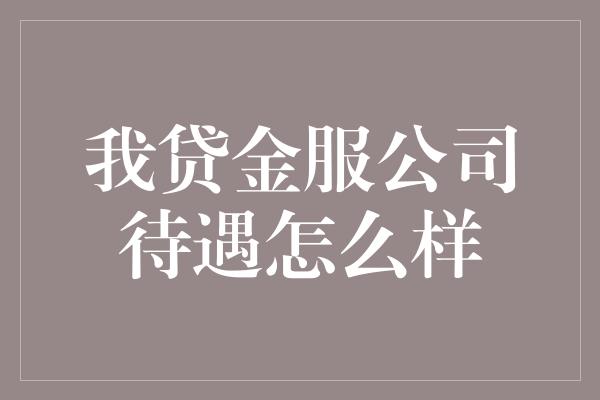 我贷金服公司待遇怎么样