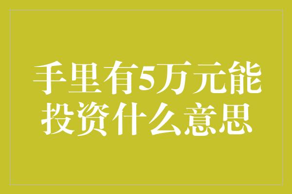 手里有5万元能投资什么意思