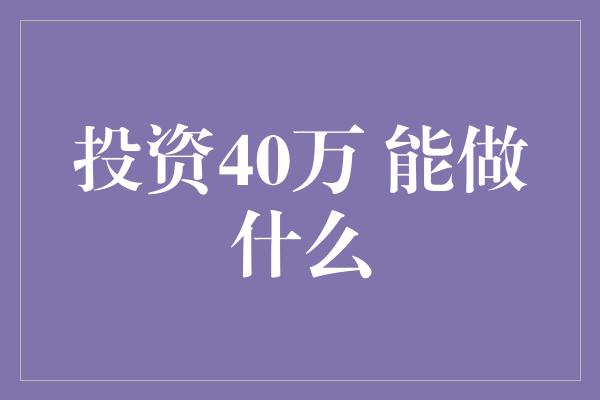 投资40万 能做什么