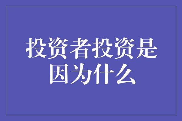 投资者投资是因为什么