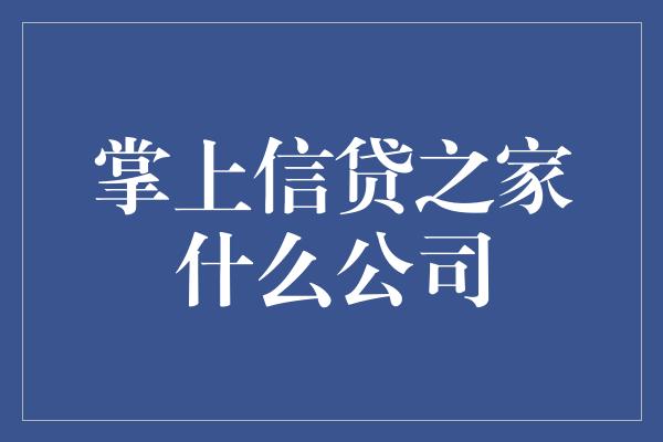 掌上信贷之家什么公司