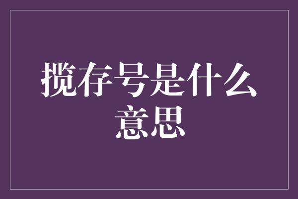 揽存号是什么意思