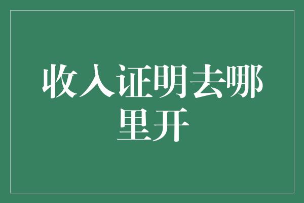 收入证明去哪里开