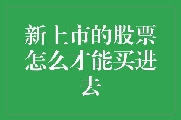 新上市的股票怎么才能买进去