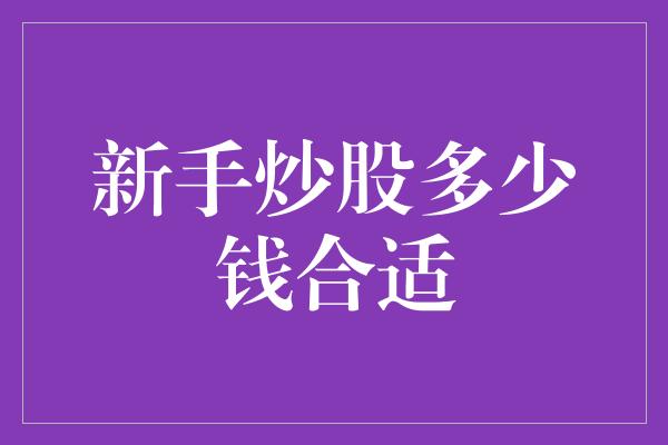 新手炒股多少钱合适