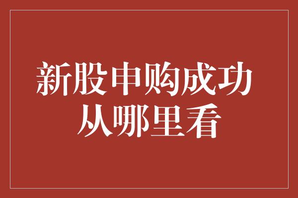 新股申购成功 从哪里看