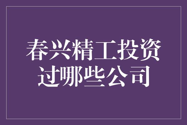 春兴精工投资过哪些公司