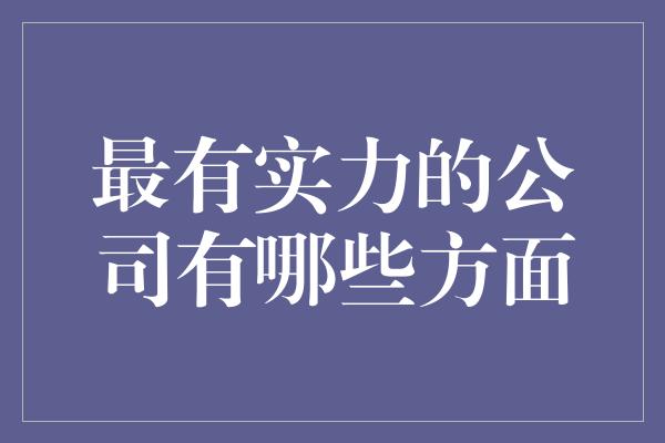 最有实力的公司有哪些方面