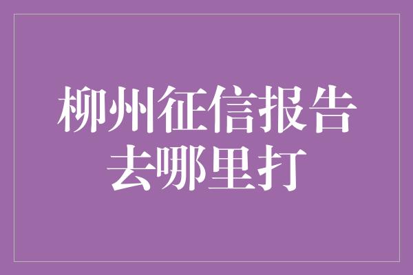 柳州征信报告去哪里打