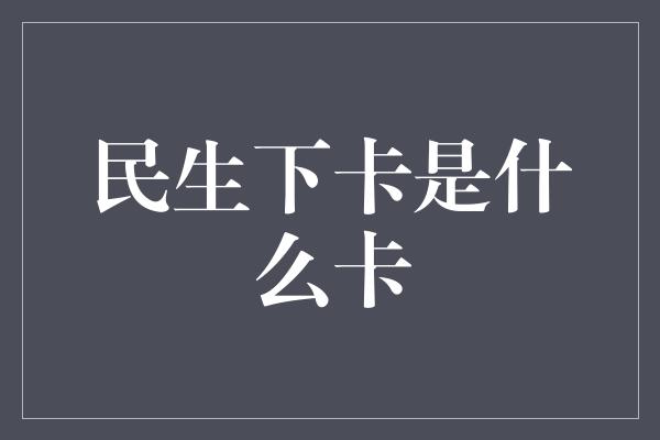 民生下卡是什么卡