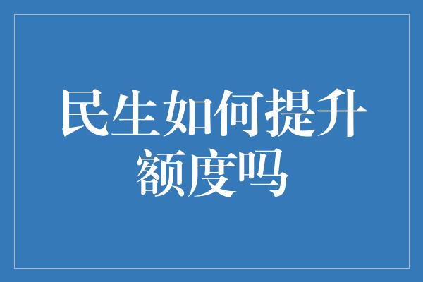 民生如何提升额度吗