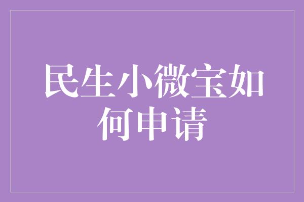 民生小微宝如何申请