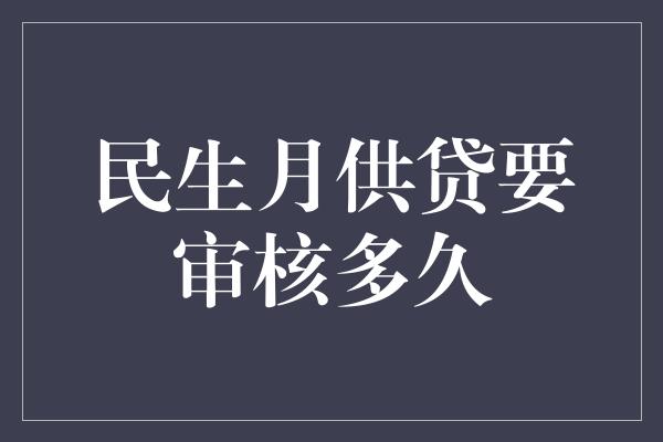 民生月供贷要审核多久