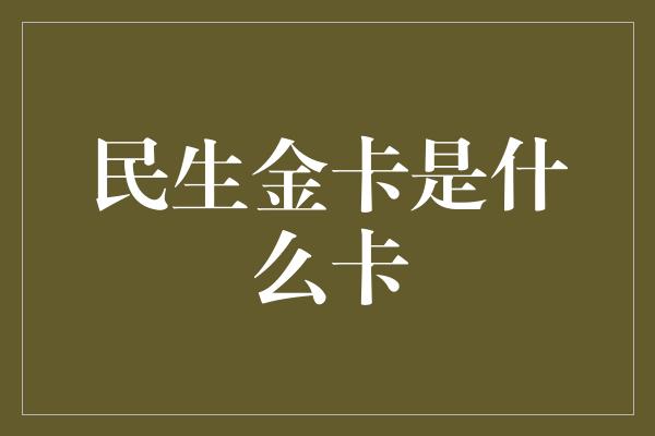 民生金卡是什么卡