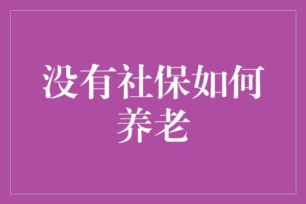 没有社保如何养老