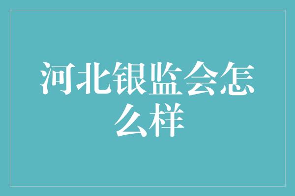 河北银监会怎么样