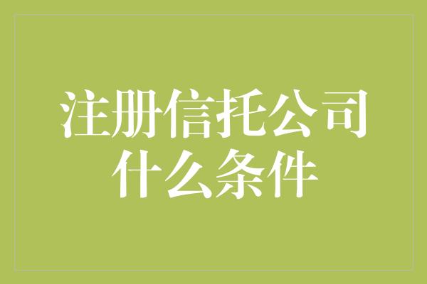 注册信托公司什么条件