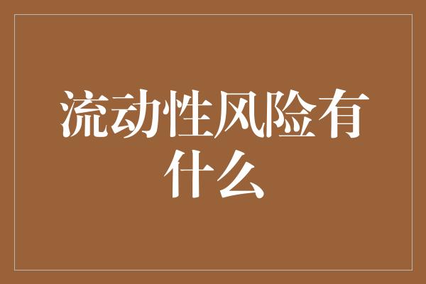 流动性风险有什么