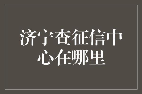 济宁查征信中心在哪里