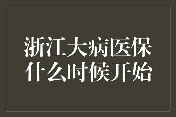 浙江大病医保什么时候开始