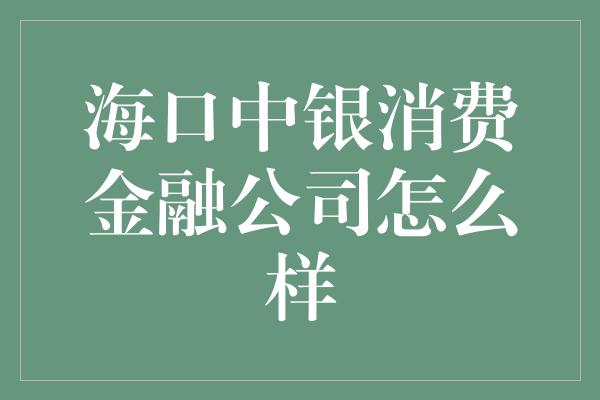 海口中银消费金融公司怎么样