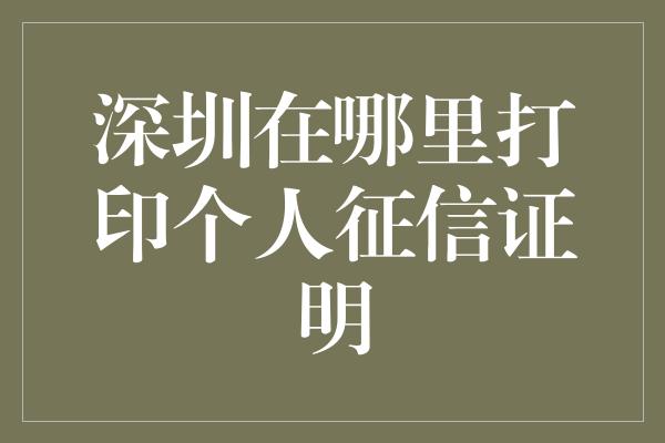 深圳在哪里打印个人征信证明