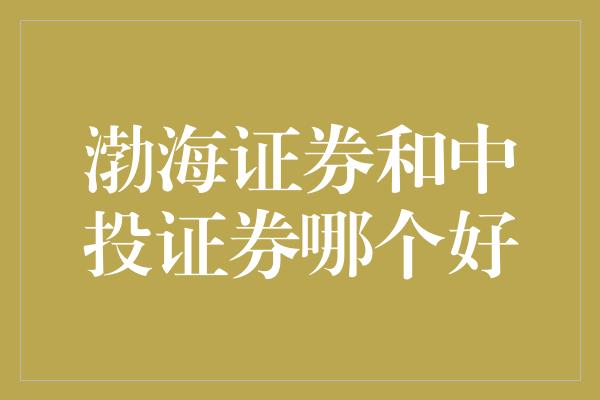 渤海证券和中投证券哪个好