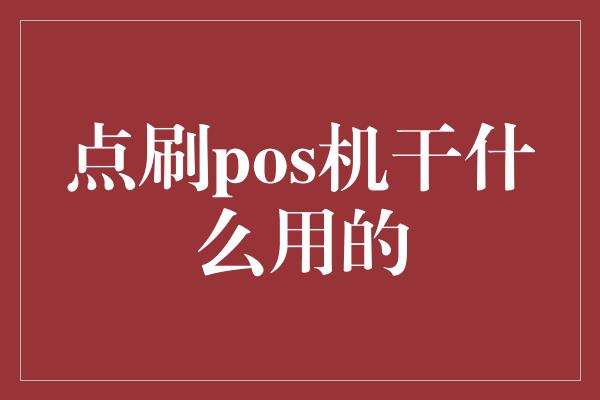 点刷pos机干什么用的