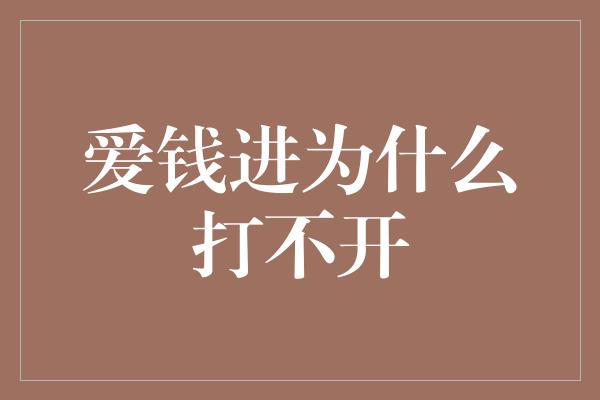 爱钱进为什么打不开