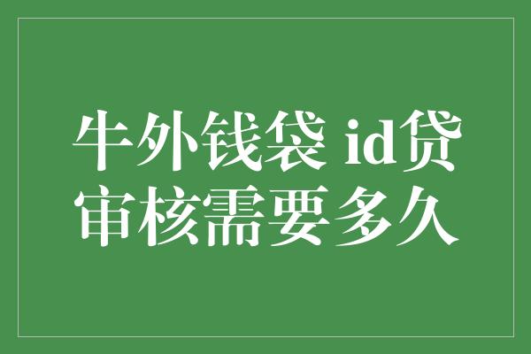 牛外钱袋 id贷审核需要多久