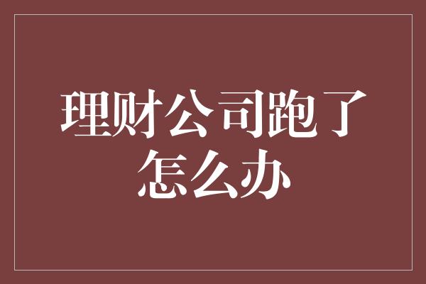 理财公司跑了怎么办