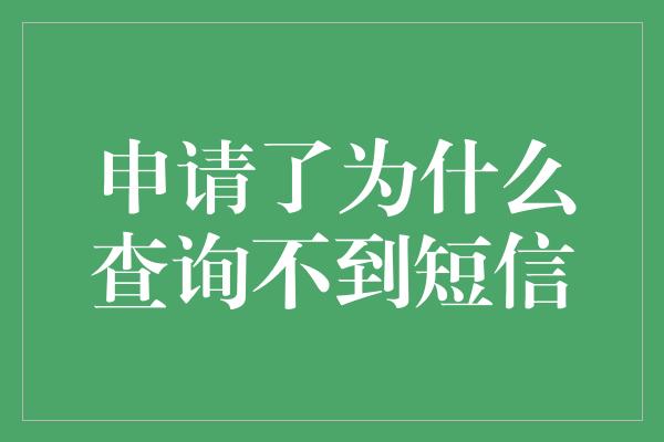 申请了为什么查询不到短信