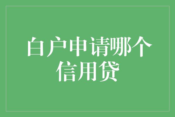 白户申请哪个信用贷