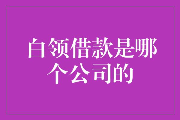 白领借款是哪个公司的