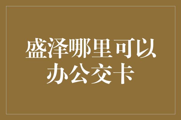 盛泽哪里可以办公交卡