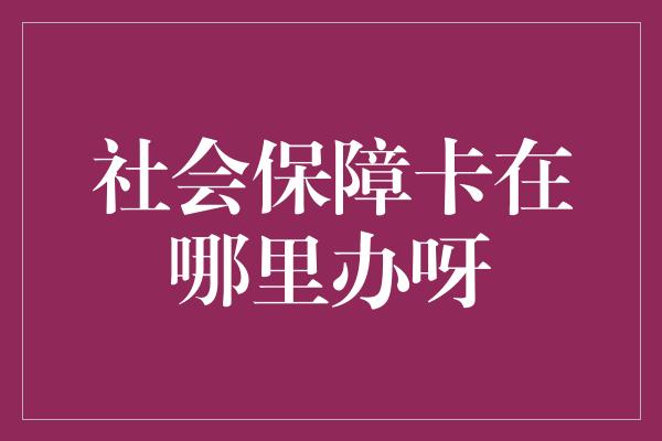 社会保障卡在哪里办呀