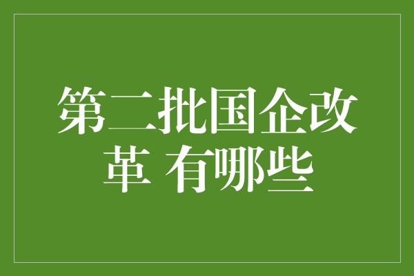 第二批国企改革 有哪些