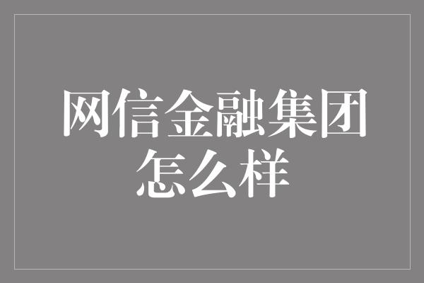 网信金融集团怎么样