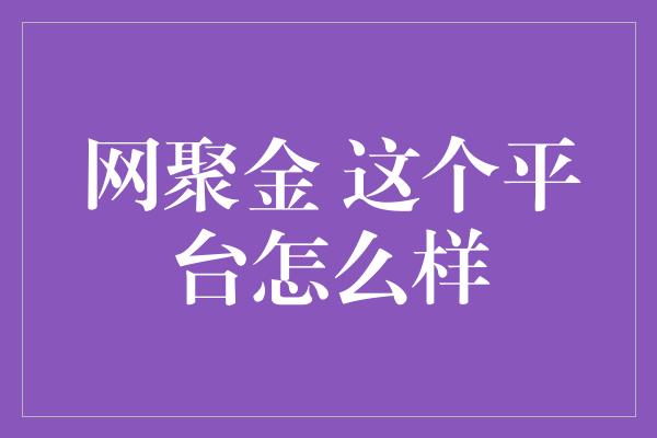 网聚金 这个平台怎么样